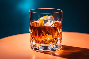 Sarerac drink on wooden table commercial shot