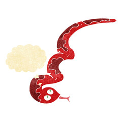 cartoon hissing snake with thought bubble