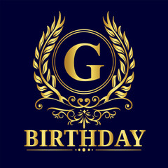 Letter G Alphabet, Golden Letter G Luxury Gold Alphabet Vector Design, A to Z Design Illustrations, Birthday boy or girl with names starting with the letter G