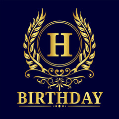 Letter H Alphabet, Golden Letter H Luxury Gold Alphabet Vector Design, A to Z Design Illustrations, Typography Design, Premium Vector, Birthday boy or girl with names starting with the letter H