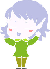 pretty flat color style cartoon elf girl
