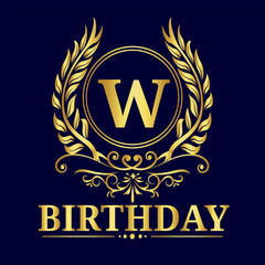  Letter W Alphabet, Golden Letter W Luxury Gold Alphabet Vector Design, A to Z Design Illustrations, Typography Design, Premium Vector, Birthday boy or girl with names starting with the letter W