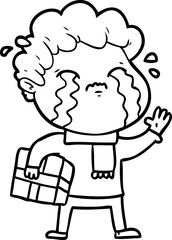 Fototapeta premium cartoon man crying