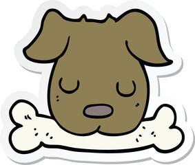 sticker of a cartoon dog with bone