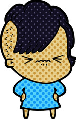cartoon annoyed hipster girl