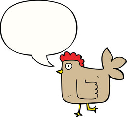 cartoon chicken with speech bubble