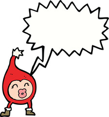 cartoon funny christmas creature with speech bubble