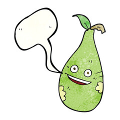 freehand drawn texture speech bubble cartoon pear