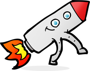 cartoon happy rocket