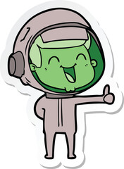 sticker of a happy cartoon astronaut