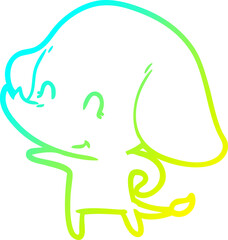 cold gradient line drawing of a cute cartoon elephant