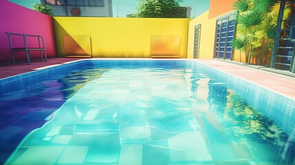 Swimming pool, bright color. Generative Ai