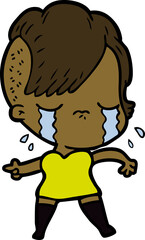 Obraz premium cartoon crying girl