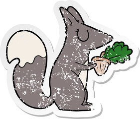 distressed sticker of a cartoon squirrel