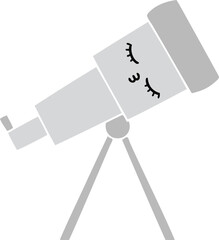 flat color retro cartoon of a telescope