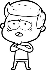 cartoon tired man