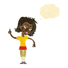 cartoon woman with idea with thought bubble