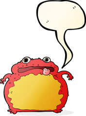 cartoon funny frog with speech bubble