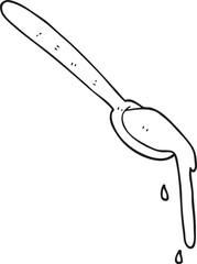 freehand drawn black and white cartoon spoonful