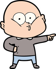 cartoon bald man staring