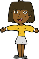 cartoon excited woman