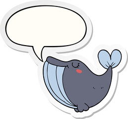 cartoon whale with speech bubble sticker