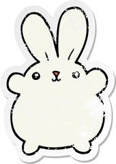 distressed sticker of a cute cartoon rabbit