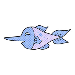 freehand drawn cartoon swordfish