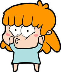 Obraz premium cartoon surprised girl