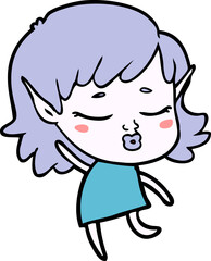 pretty cartoon elf girl dancing