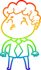 rainbow gradient line drawing of a cartoon man pouting