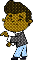 happy cartoon man pointing