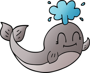 cartoon doodle of a happy whale