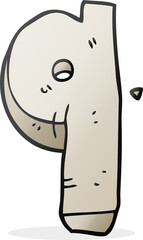 freehand drawn cartoon stone number nine