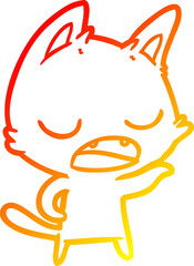 warm gradient line drawing of a talking cat cartoon