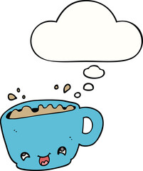 cartoon cup of coffee with thought bubble