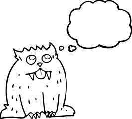 freehand drawn thought bubble cartoon beast