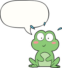 cute cartoon frog with speech bubble