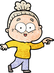 cartoon happy old woman