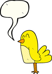 freehand drawn comic book speech bubble cartoon bird