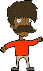 Fototapeta premium cartoon man with mustache waving