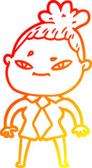 Obraz premium warm gradient line drawing of a cartoon woman