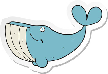 sticker of a cartoon happy whale