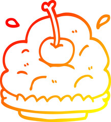 warm gradient line drawing of a cartoon dessert