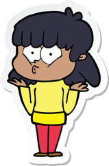 sticker of a cartoon whistling girl