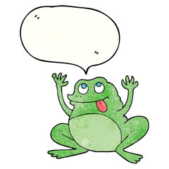 funny freehand speech bubble textured cartoon frog