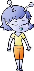 cute alien girl cartoon