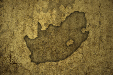 map of south africa on a old vintage crack paper background .