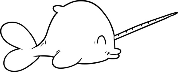 cartoon narwhal © lineartestpilot