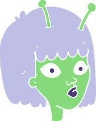 flat color illustration of female alien